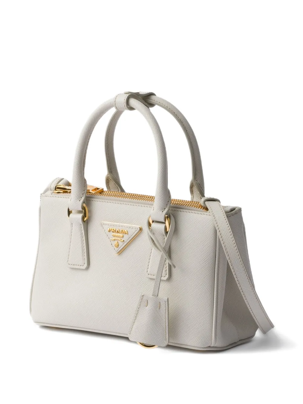 Мини-сумка Galleria из сафьяновой кожи с верхней ручкой Prada, нейтральный — фото 3