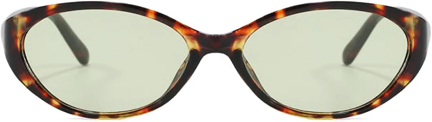 

Солнцезащитные очки Bullabulling в стиле ретро, ​​овальные, «кошачий глаз», для женщин, 90-е, Y2K, узкие, легкие, винтажные, с защитой от УФ-излучения, Leopard Green