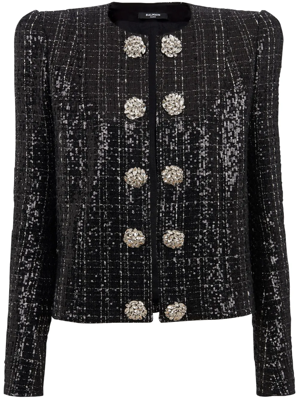 

Твидовый жакет с пайетками BALMAIN, черный