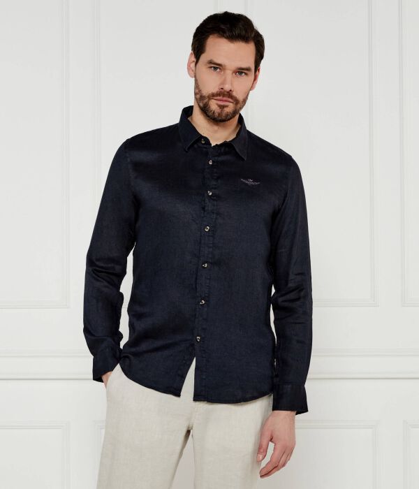 

Льняная рубашка Regular fit Aeronautica Militare, синий