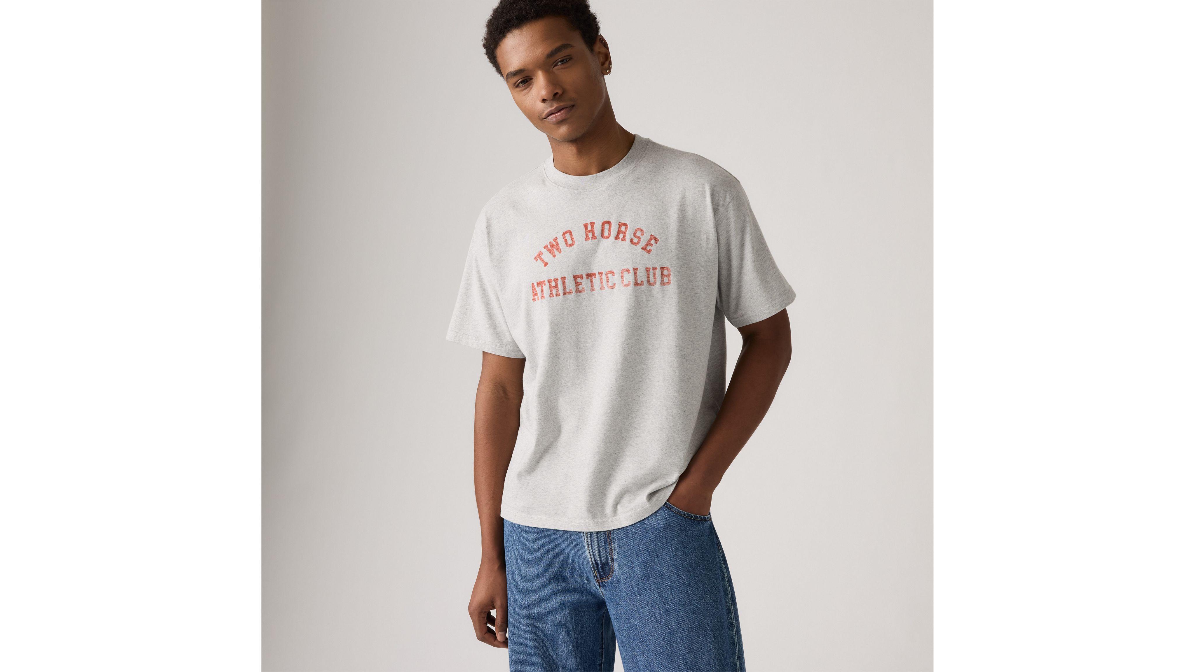 

Футболка свободного кроя с графическим принтом Levi's, Light Heather Grey - Grey