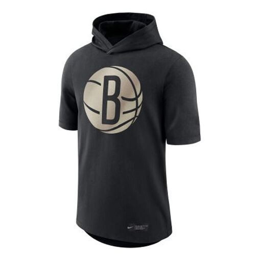 

Футболка brooklyn nets courtside nba hooded short sleeve black Nike, черный