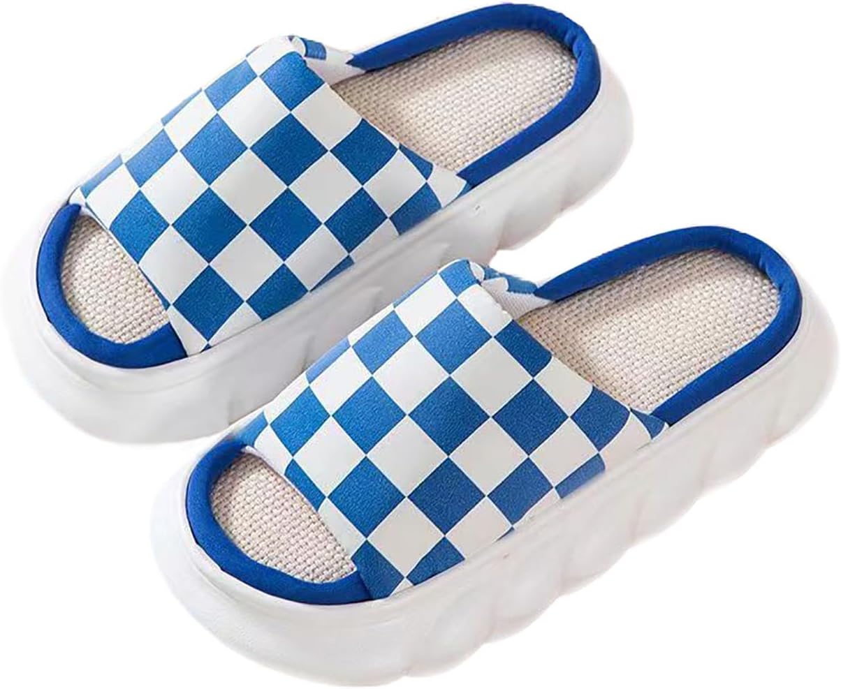 

Домашние тапочки Stone mice для мужчин и женщин, летние, с открытым носком, из дышащего льна, синий