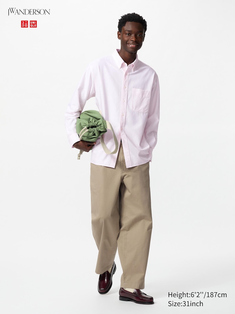 

Широкие брюки-чинос со складками Uniqlo, цвет 32 бежевый