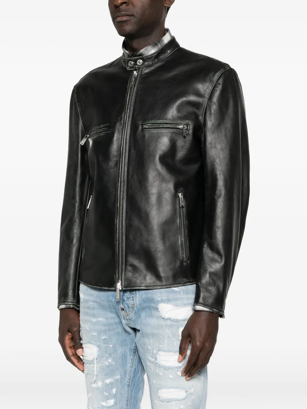 Кожаная куртка на молнии Bad Boy Dsquared2, черный — фото 3