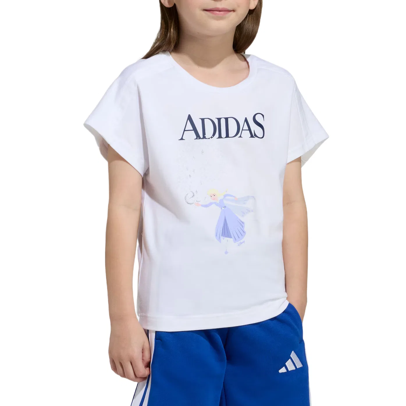Детская футболка с круглым вырезом Adidas, White/Dark Blue — фото 3