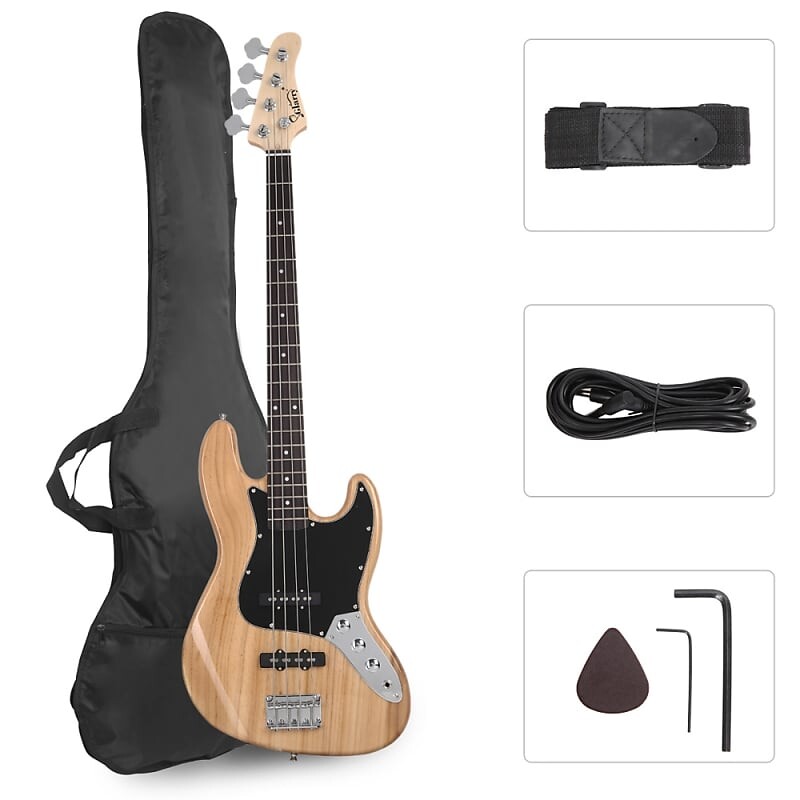 

Басс гитара Glarry GJazz Electric Bass Guitar Black Pickguard Burlywood