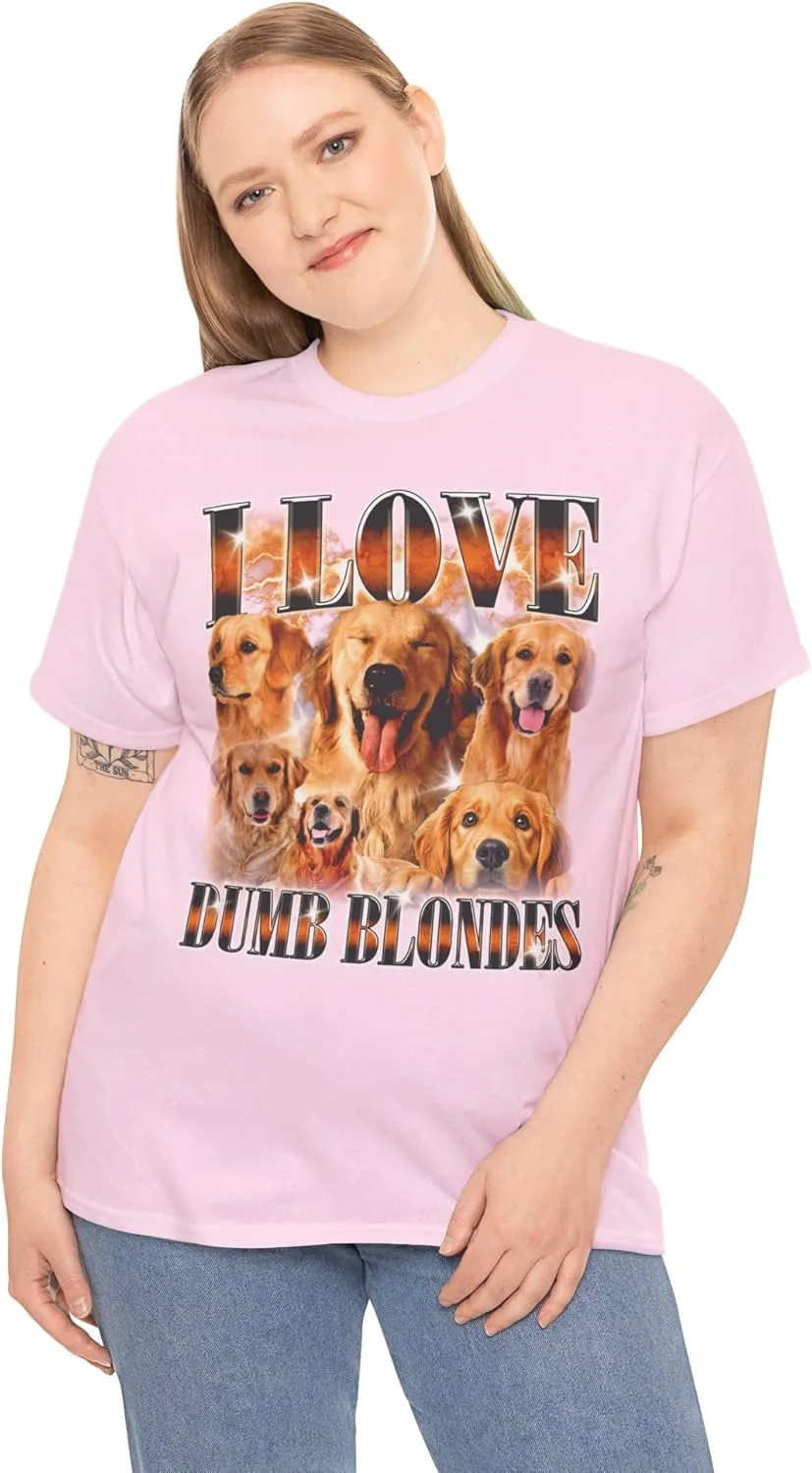 Футболка с принтом "I Love Dumb Blondes" и забавной собакой GENERIC, светло-розовый — фото 3