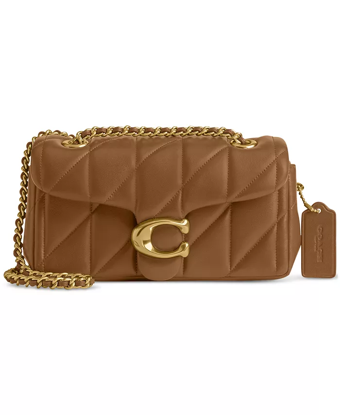 

Стеганая кожаная сумка Tabby Shoulder Bag 20 с цепочкой COACH, коричневый