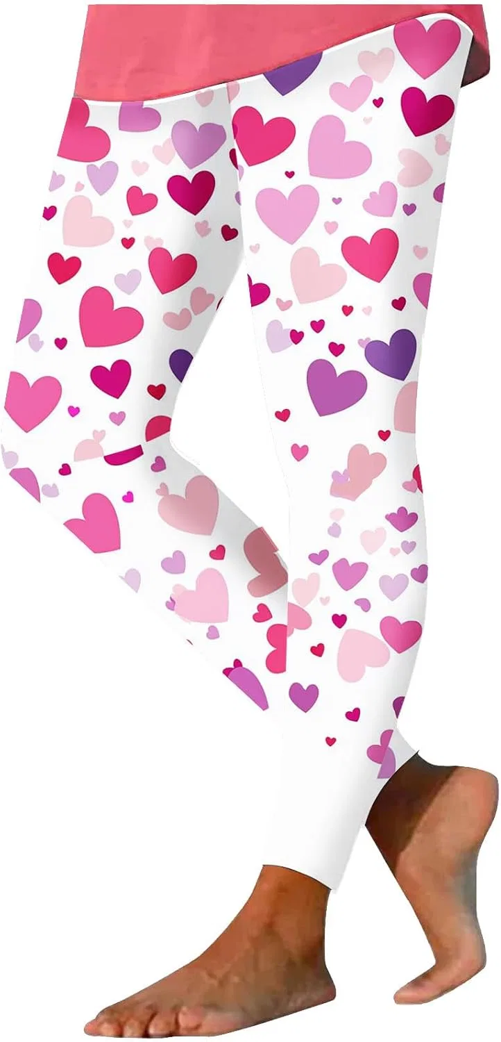 Леггинсы с принтом Love Heart, Generic, фиолетовый