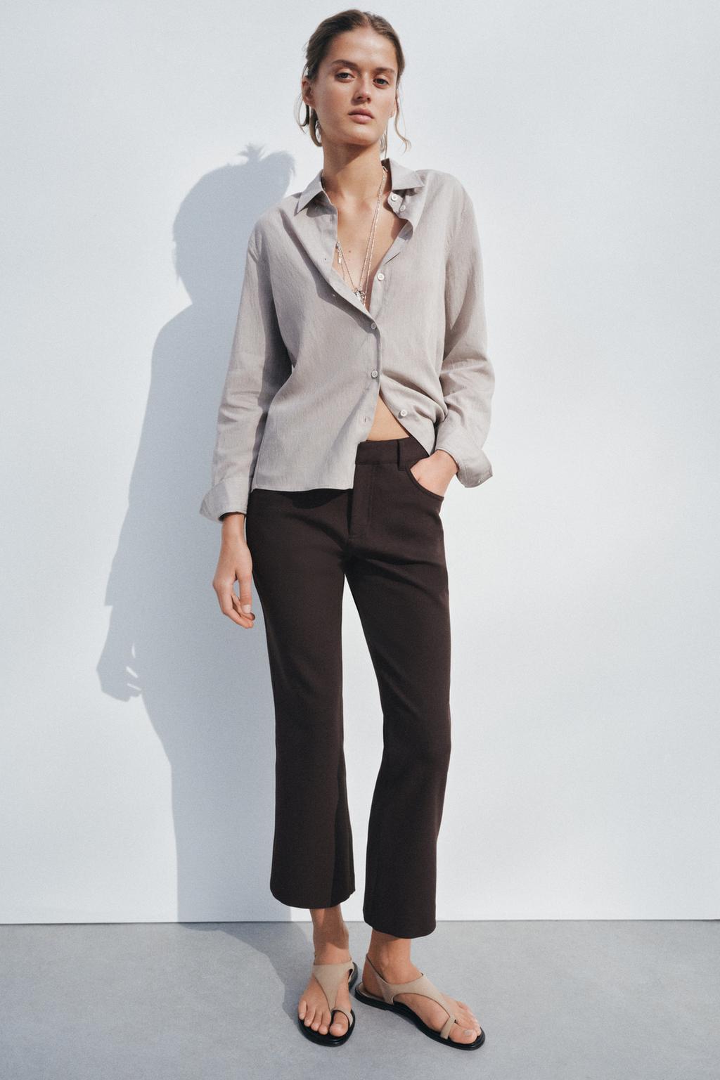 

Расклешенные брюки ZARA, цвет Chocolate brown
