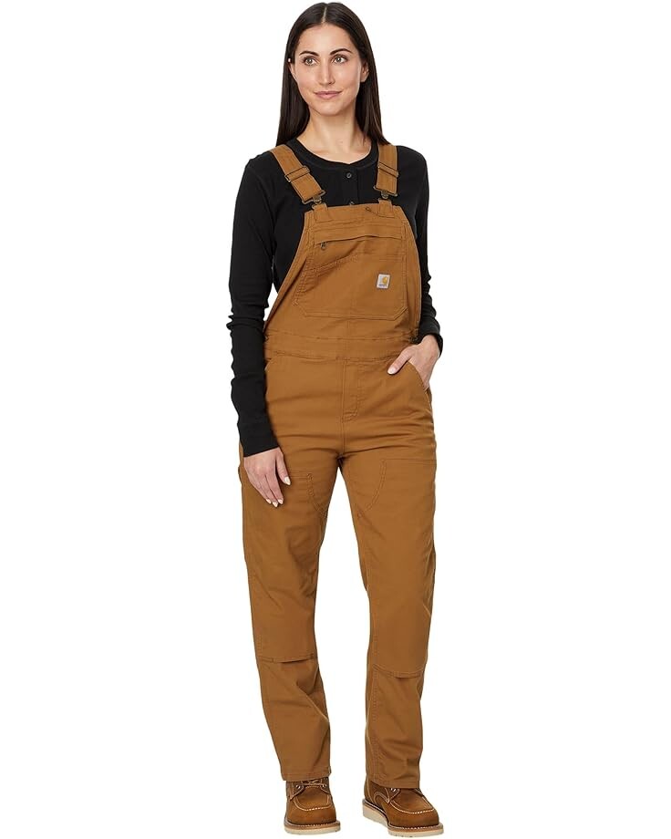 

Брюки Carhartt Rugged Flex Loose Fit Canvas Bib Overalls, цвет Carhartt Brown