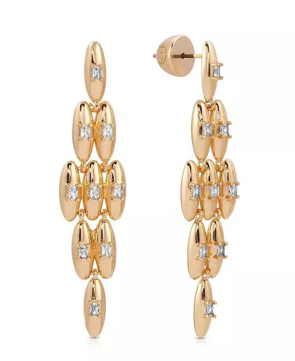 

Серьги-Подвески в форме овального купола и бриллианта-багета Ettika, gold