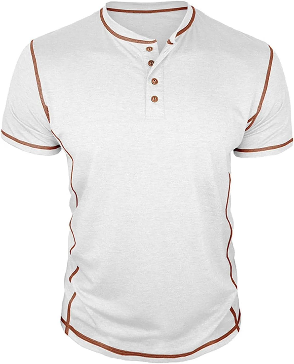 

Мужская летняя футболка хенли с коротким рукавом, Casual, Loose, Color Block