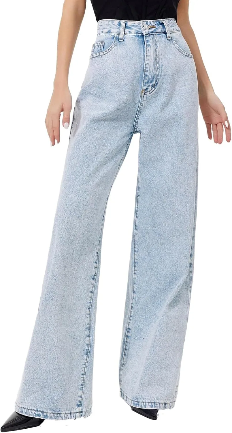 Джинсы женские Light Blue High Waist Wide Leg