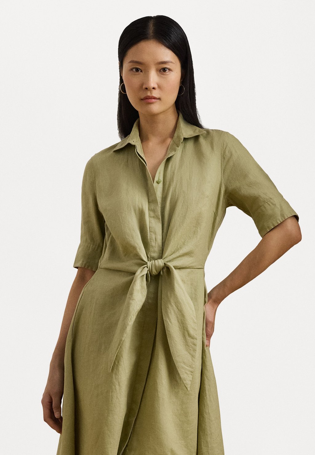 

Платье-рубашка SOFT DRAPEY LINEN DRESS Lauren Ralph Lauren, оливковый
