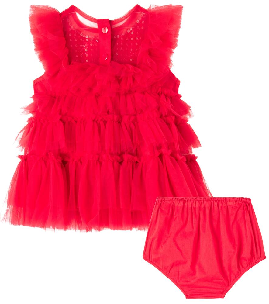 Комплект платье и панталончики Baby Rococo с декоративными элементами Tutu Du Monde, Red Velvet — фото 4