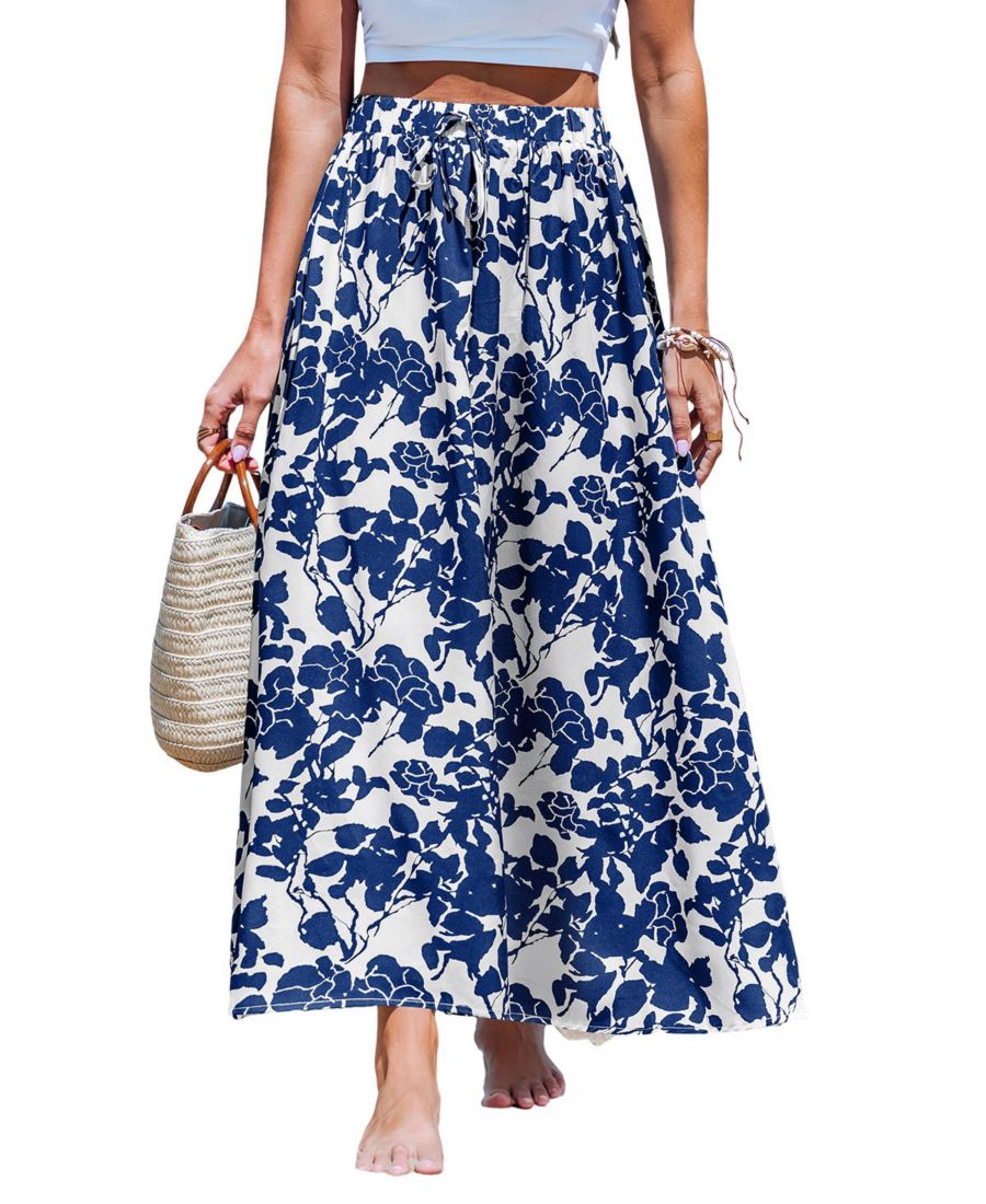 

Женская юбка миди Полевые цветы небесно-голубого цвета Cupshe, Medium blue