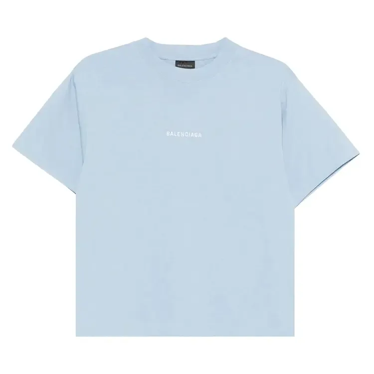 Футболка Balenciaga Medium Fit, цвет светло-голубой/белый