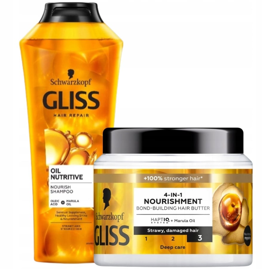 

Gliss Oil Nutritive Шампунь и маска для сухих, поврежденных волос, набор 2x 400 мл Inna marka