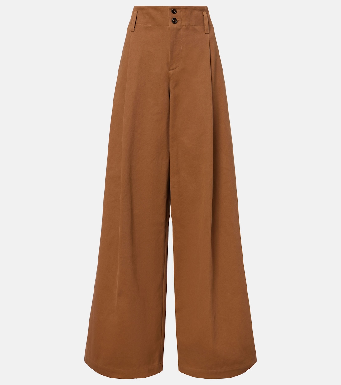 

Хлопковые брюки с высокой посадкой и широкими штанинами из парусины Chloé, Mustard Brown