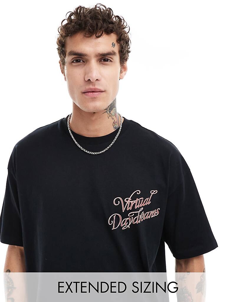 

ASOS DESIGN – черная футболка оверсайз с принтом спереди