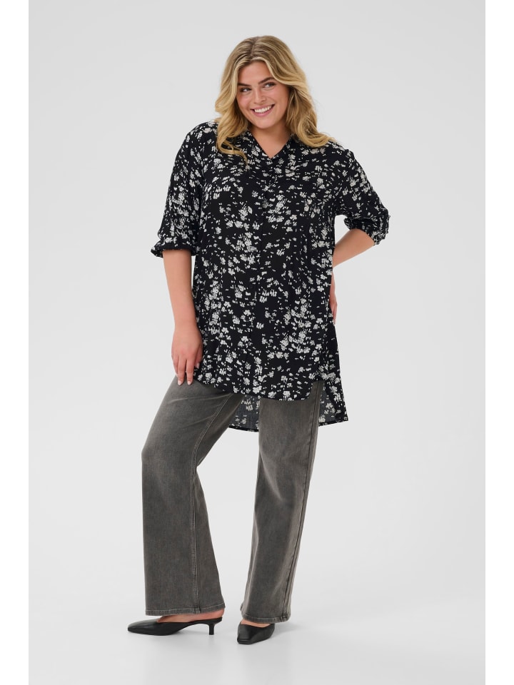 

Рубашка с длинными рукавами KCsonna свободного кроя, цвет: черный / меловой рисунок KAFFE curve