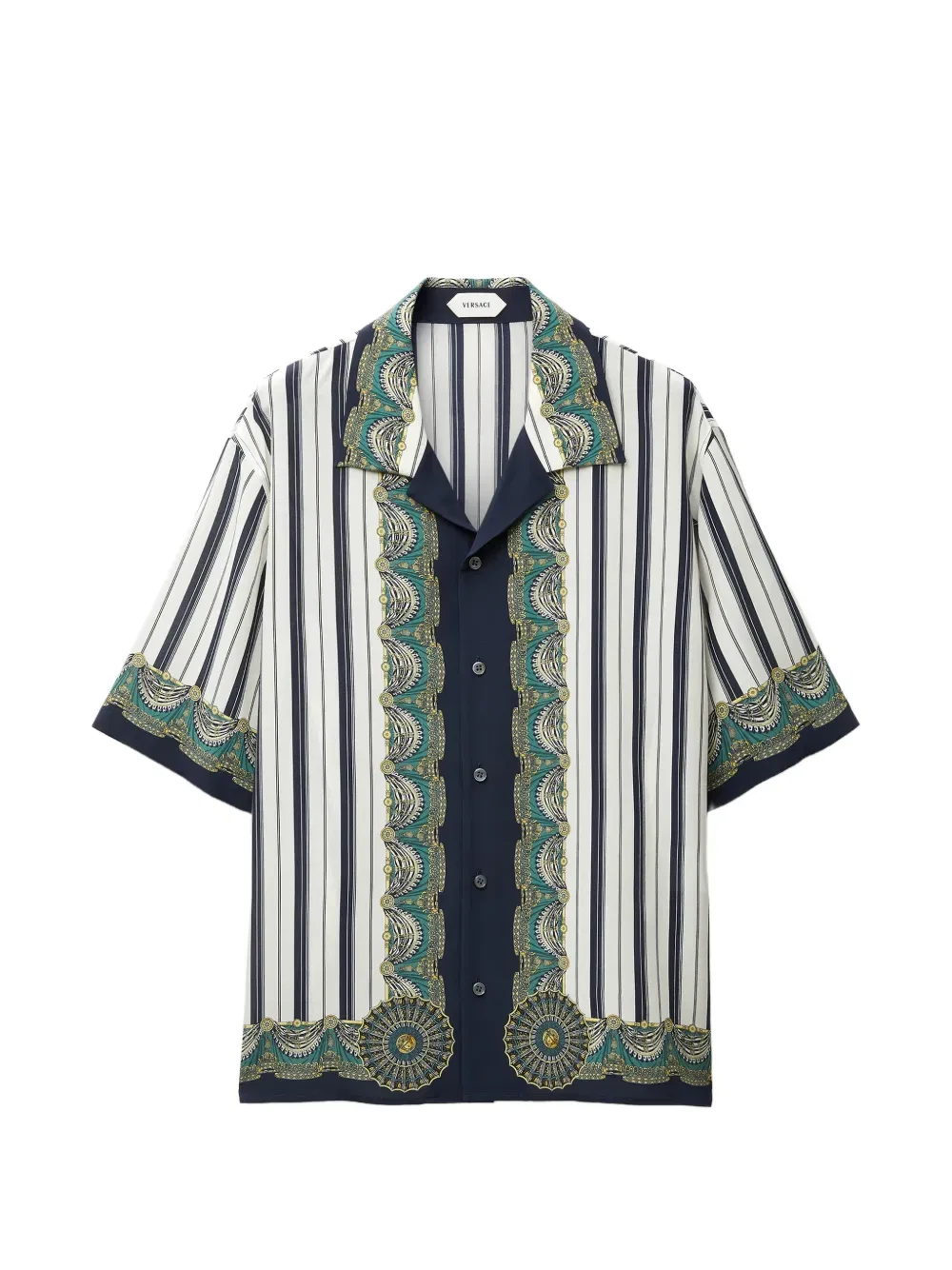 Рубашка из крепдешина с принтом Versace, белый