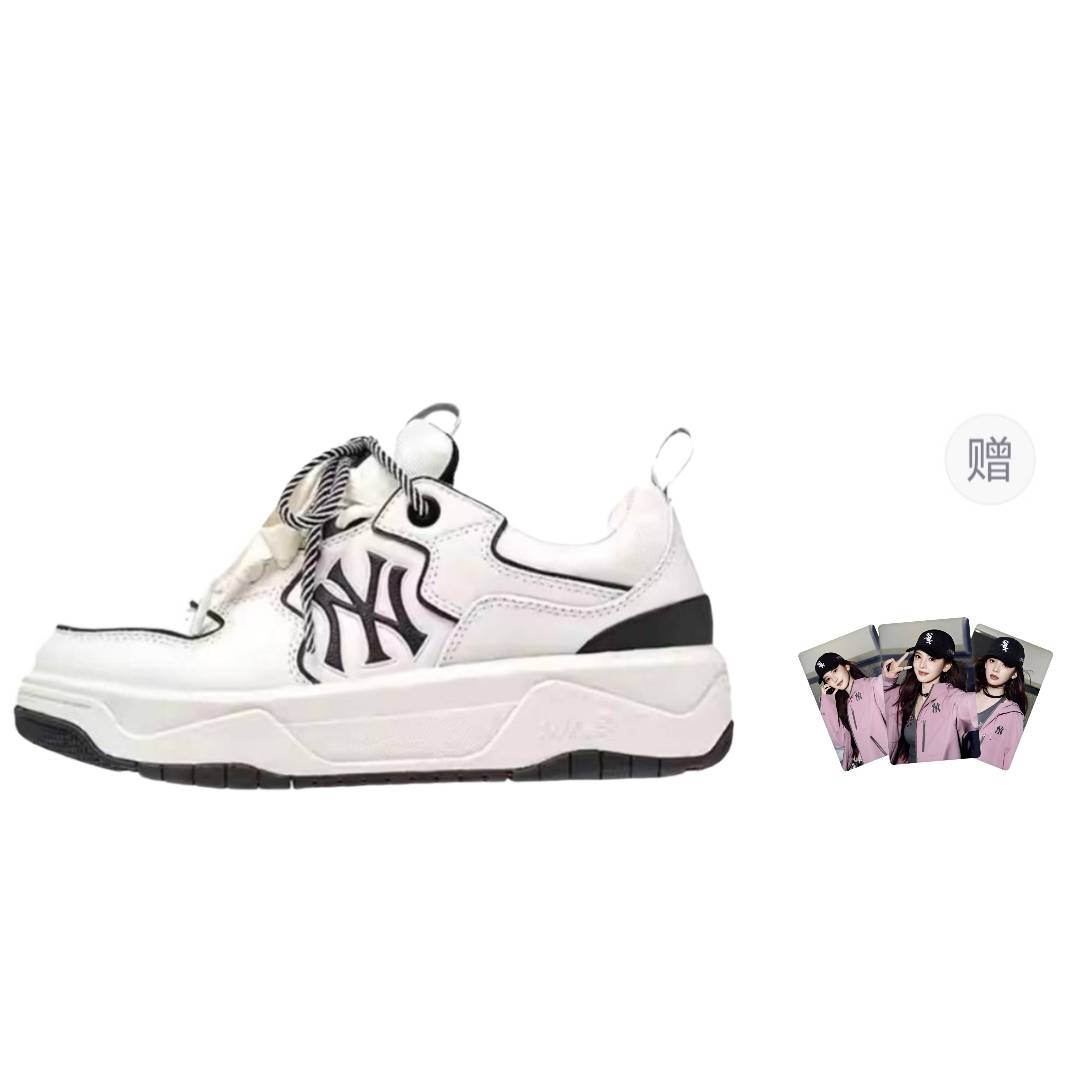 

MLB Кроссовки New York Yankees Synthetic Leather Abrasion Resistant Slip Resistant Low top Unisex White Black