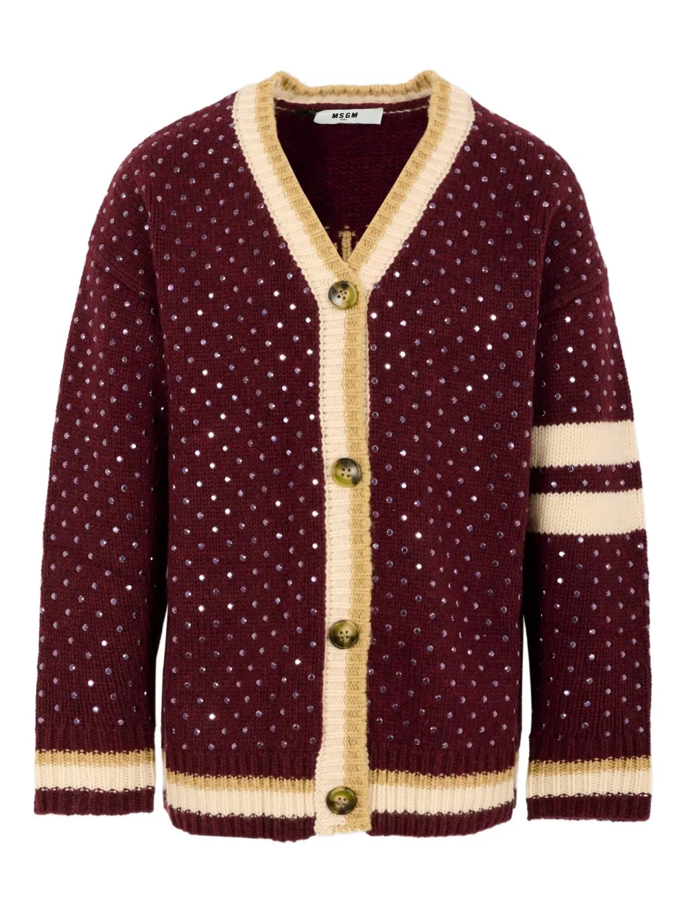 

Кардиган в полоску с пайетками Msgm Kids, красный