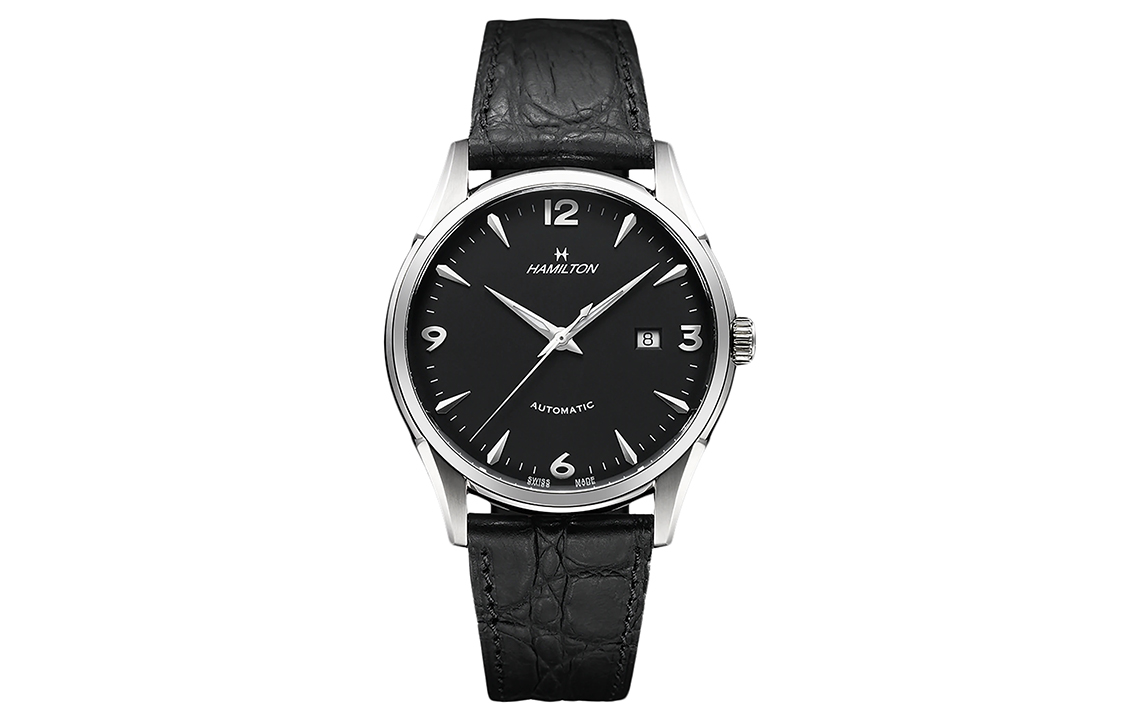 

Hamilton Часы Automatic Mechanical Movement Men's Watch Watch Black Dial Stainless Steel Case Genuine Leather Strap, Black