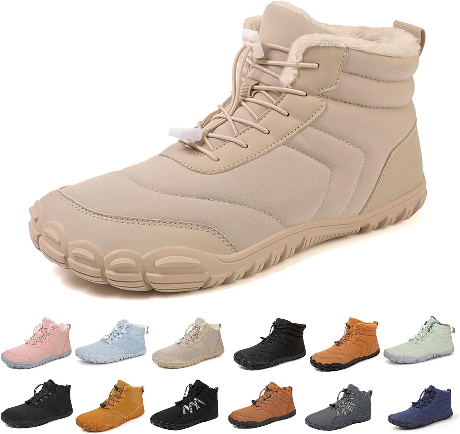 

Женские зимние теплые флисовые ботинки для ходьбы, удобные, нескользящие, водостойкие Toumov, бежевый