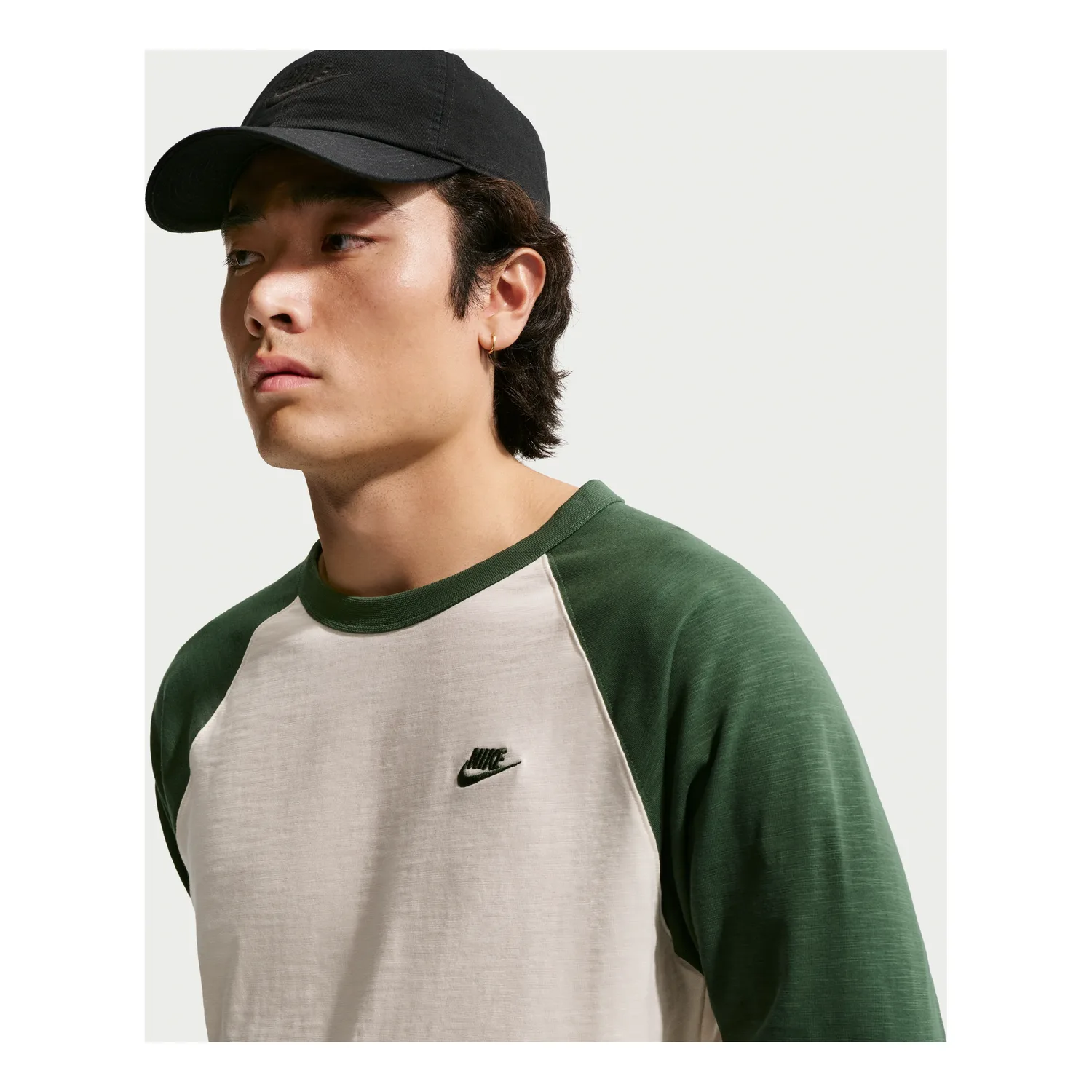 Футболка Nike Sportswear Club с рукавами 3/4 и реглан, цвет 'Fir Chalk', зеленый