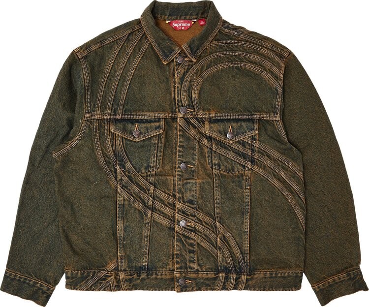 

Куртка Supreme S Logo Denim Trucker 'Dirty', зеленый