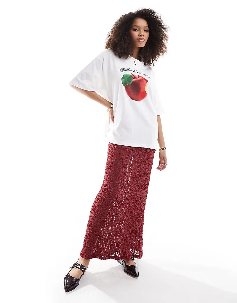 

Кружевная макси-юбка винного цвета ASOS DESIGN