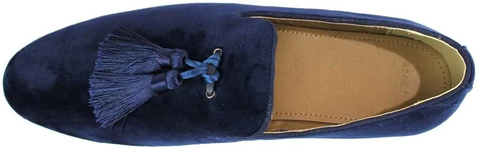 Лоферы мужские AZAR MAN Velvet Slip On Loafer Dress Shoes Tudors, синий с кисточкой — фото 2