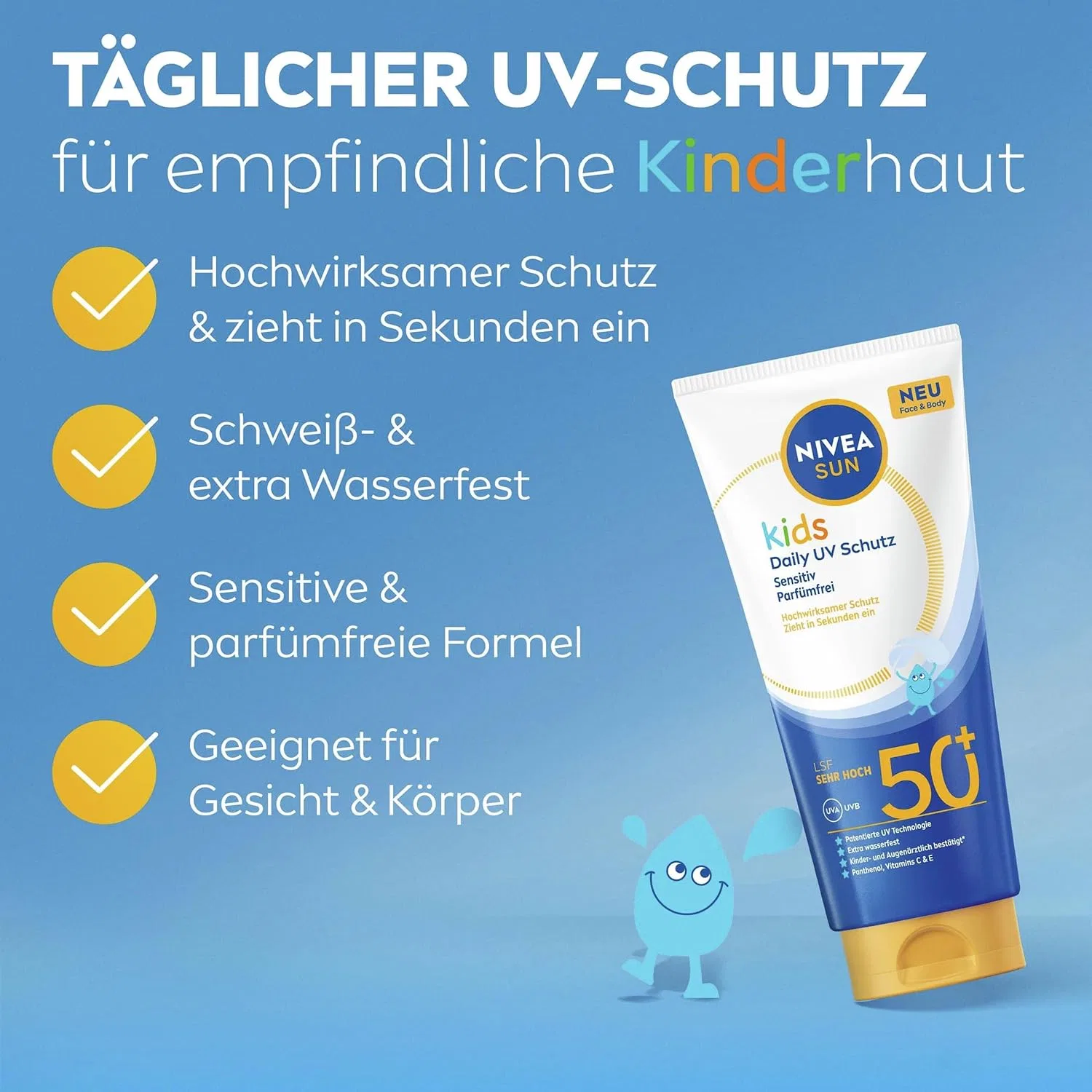Детский солнцезащитный крем «SUN Kids Daily UV Protection Sensitive» SPF 50+ 100 мл от NIVEA Nivea Sun — фото 2