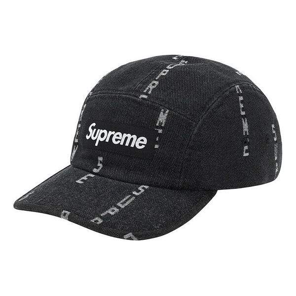 

Бейсболка logo stripe jacquard denim camp cap 'black white' Supreme, черный