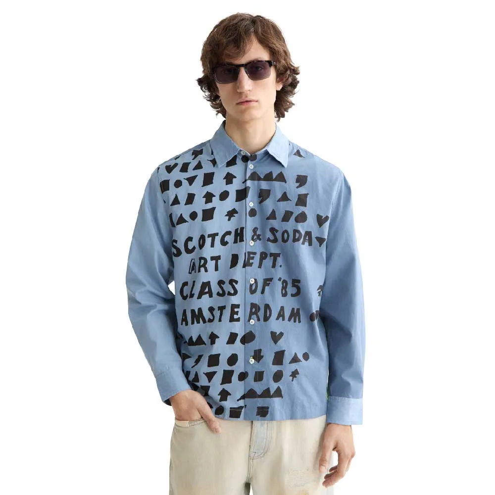 

Рубашка с длинным рукавом Scotch & Soda Relaxed Fit Letters Poplin, синий