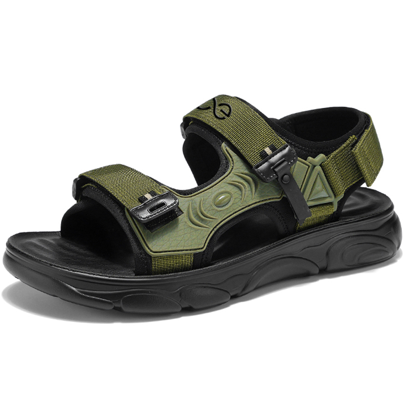 

LINGPAO Мужские пляжные сандалии Black/Green/Sand в зеленом цвете, цвет Green