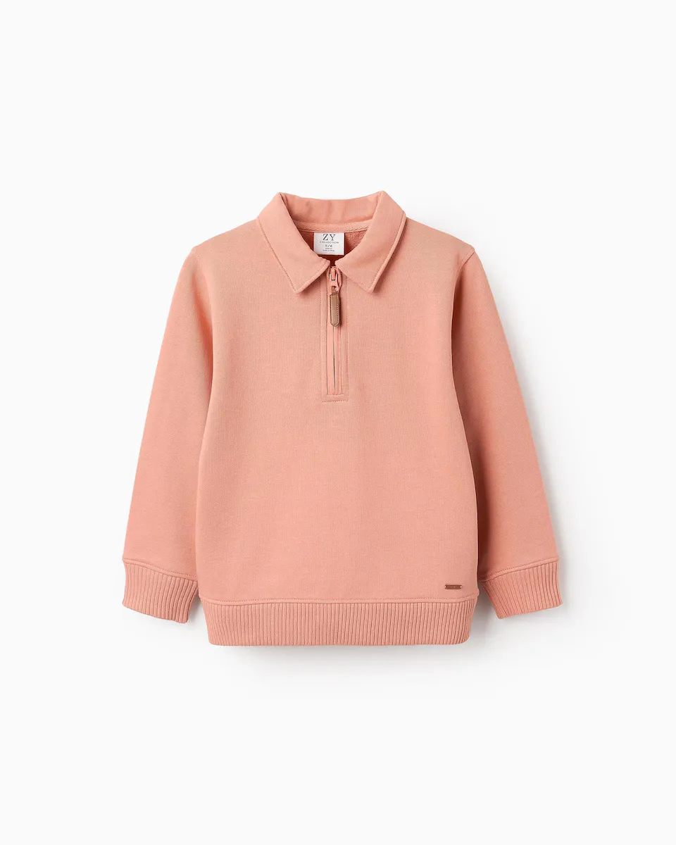 

Свитшот для мальчиков из 100% хлопка на молнии Zippy, цвет Rosa