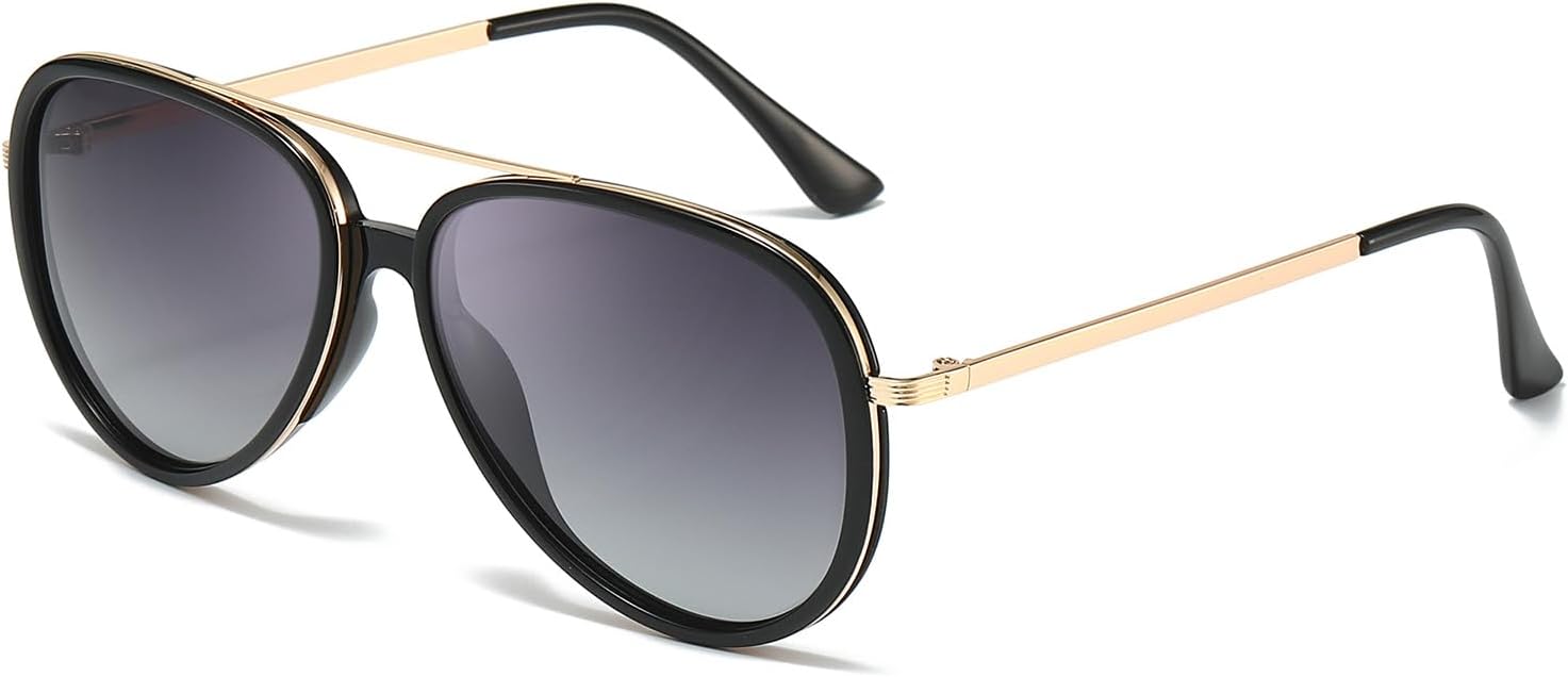 

Женские поляризованные солнцезащитные очки-авиаторы IGnaef с защитой от УФ-излучения, предотвращающей спутывание линз, модель 2025 года, модные очки большого размера IF2848, C02 Gold Frame / Gradient Grey Lenses