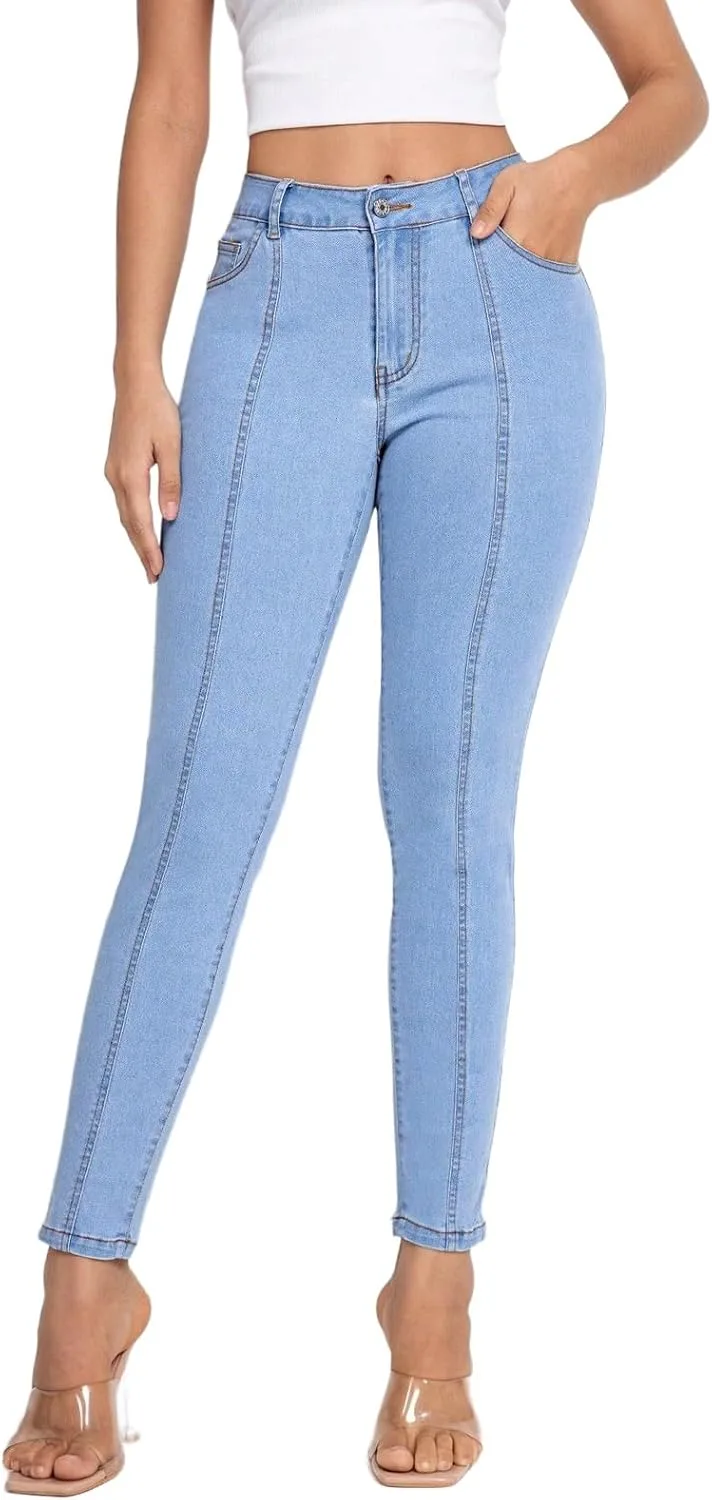 

Viatabuna женские джинсы скинни с высокой талией и эффектом подтяжки