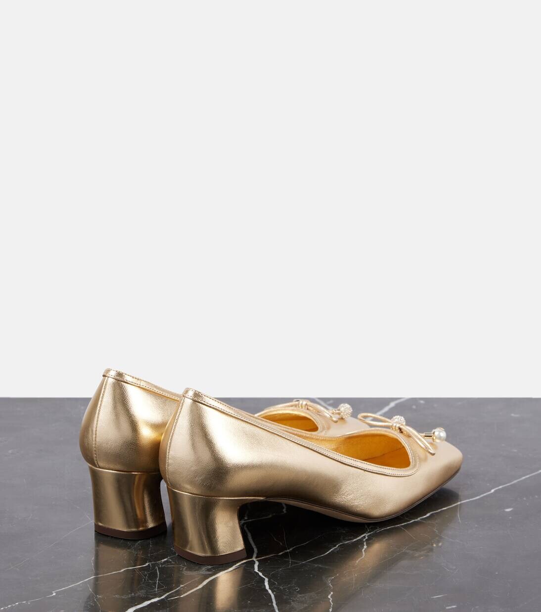 Туфли-лодочки Elme 45 из металлизированной кожи Jimmy Choo, золотой — фото 3