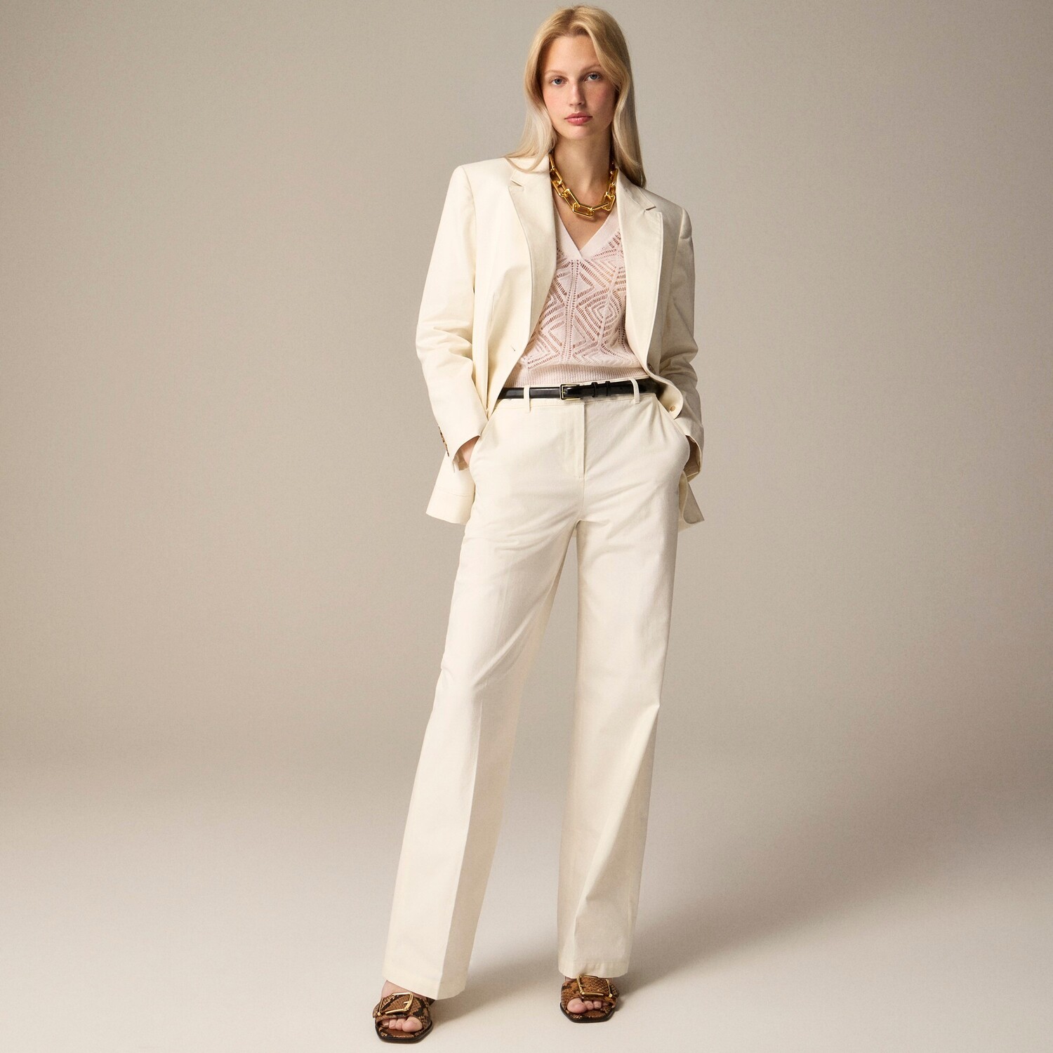 

Длинные широкие брюки из хлопковой смеси. J.Crew, белый