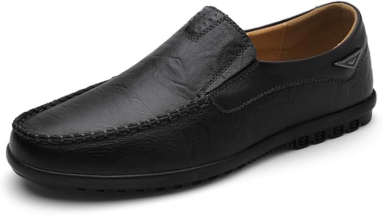 

Мужские кожаные мокасины, лоферы без застежек с гибкой подошвой, коричневые и черные, удобная повседневная обувь для ходьбы Generic