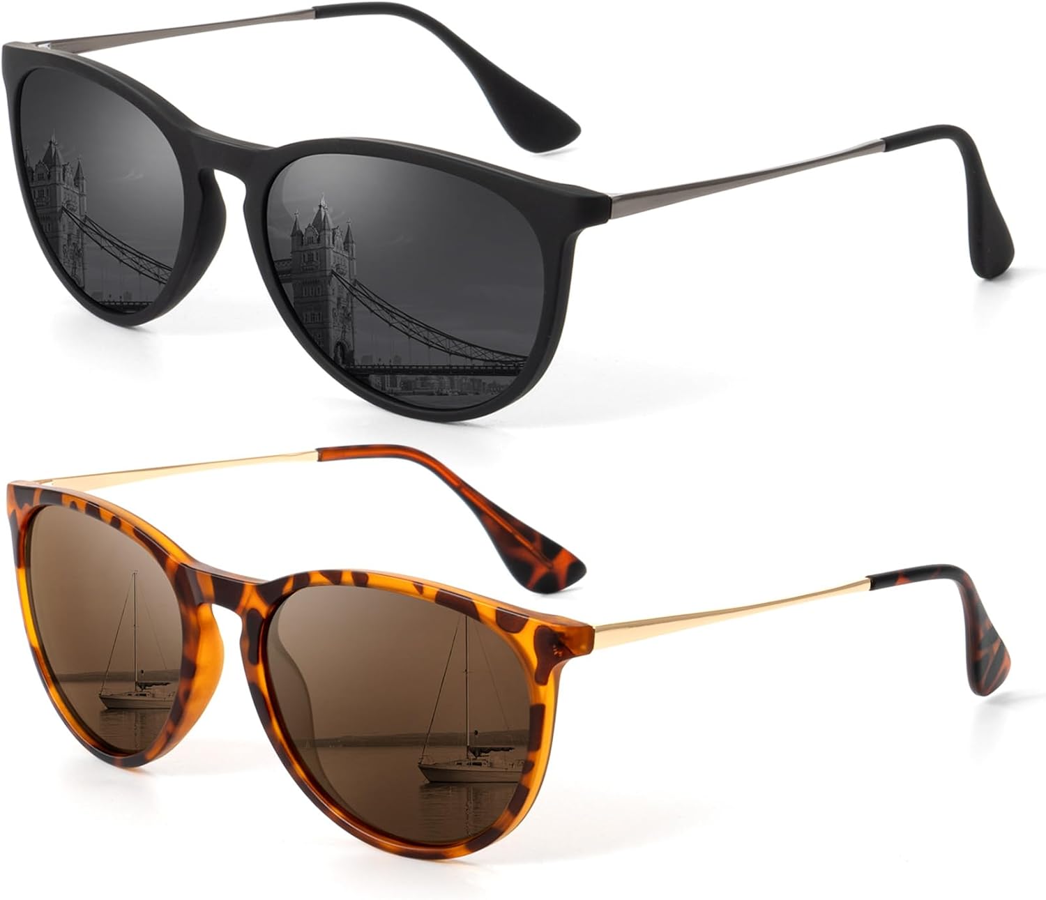 

Женские поляризованные солнцезащитные очки KALIYADI: модные солнцезащитные очки с защитой от УФ-излучения UV400 в стиле ретро для вечеринок, пляжа и шопинга, B1 Grey + Brown