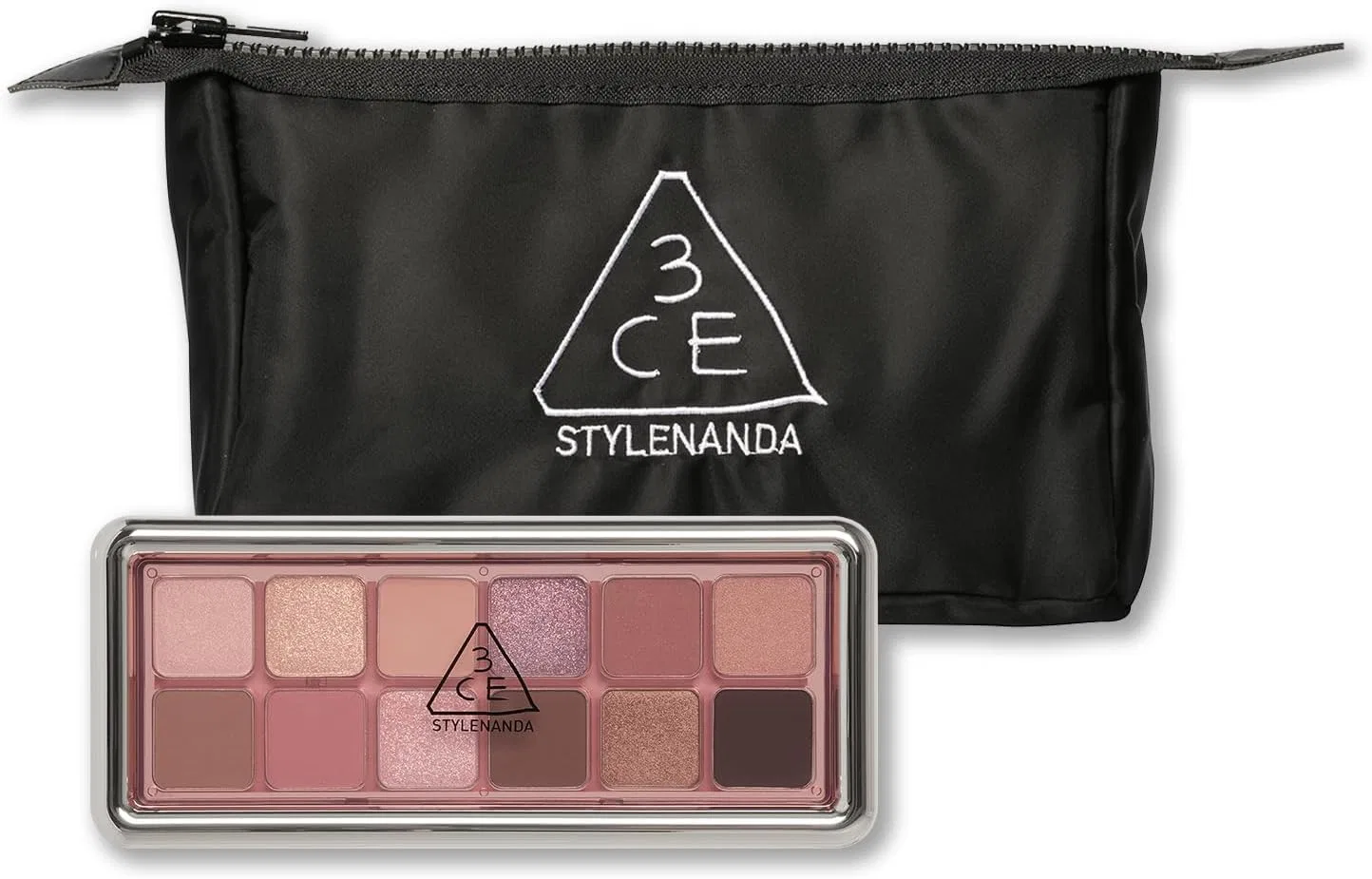 Палетка теней 3CE New Take Eye Shadow Palette F Pink Journey + косметичка черная