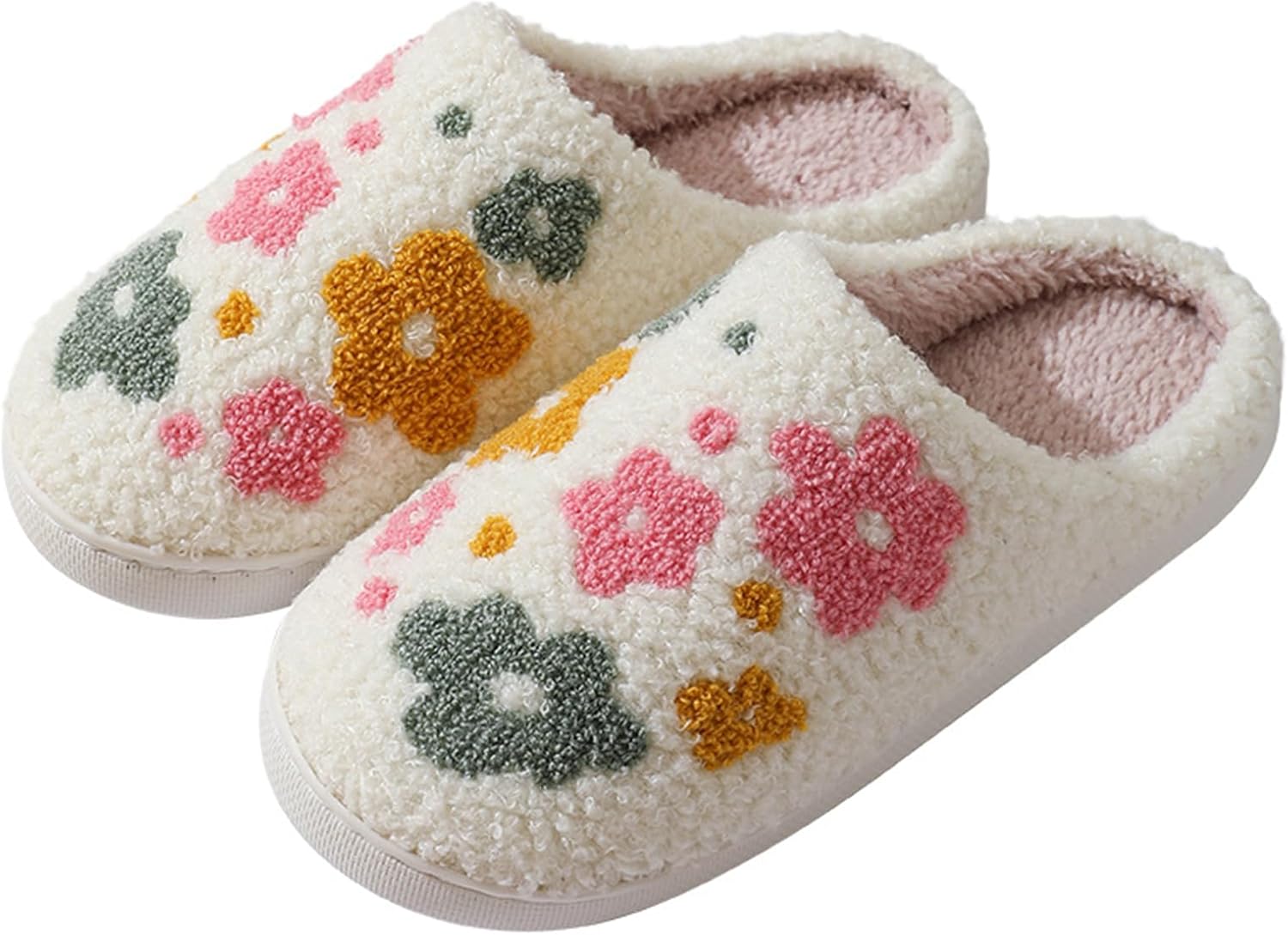 

Цветочные тапочки для дома и улицы, милые пушистые тапочки для женщин и мужчин, плюшевые теплые тапочки на легкой подошве, зимние тапочки с эффектом памяти, мягкие домашние туфли (42/43 EU, цветок) Znel, Flower 42/43 EU