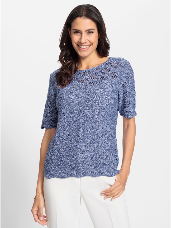 

Ажурный свитер из джинсовой ткани синего и белого меланжа WITT WEIDEN